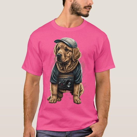 Grappige Golden Retriever Rap Hip-Hop RB T-shirt (Voorkant)