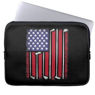 Grappige Golf Amerikaanse Vlag Golf Speler Vintage Laptop Sleeve