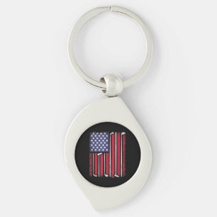 Grappige Golf Amerikaanse Vlag Golf Speler Vintage Sleutelhanger