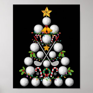 Grappige Golf Ball Kerstboom Kerst Golf Liefde Poster