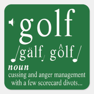 Grappige Golf Definitie Boosheid Beheersing Humor Vierkante Sticker
