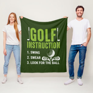 grappige Golf instructies woordkunst Fleece Deken