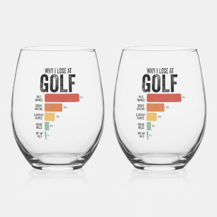 Grappige Golf Sport Waarom Ik Verlies Bij Golfspel Wijnglas Zonder Voet