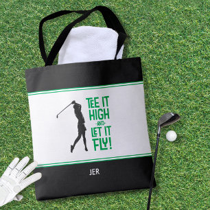 Grappige Golf Spreuk Modern Groen Zwart Draagtas