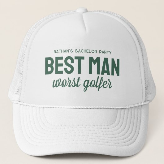 Grappige golf vrijgezellenfeest beste man slechtst trucker pet (Voorkant)