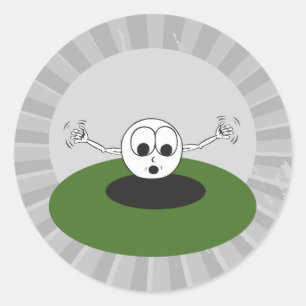 grappige golfbal angstig om in het gat te gaan ronde sticker