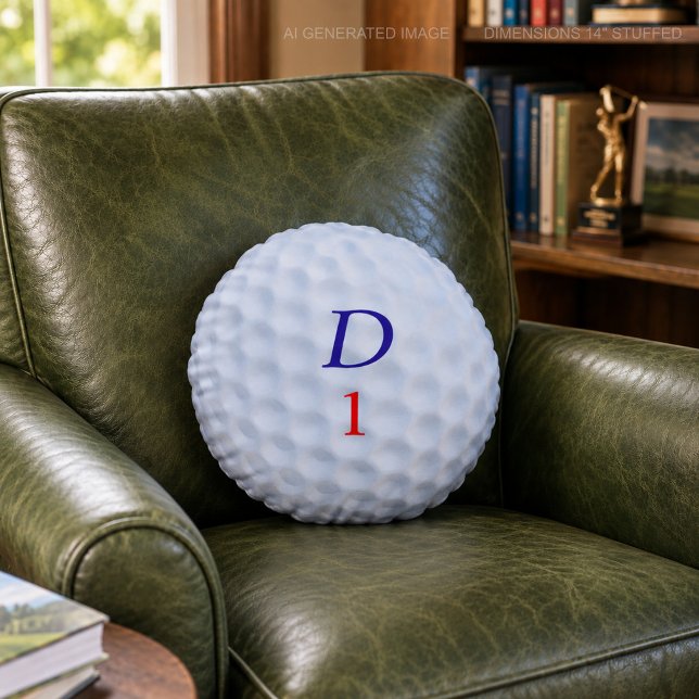 Grappige Golfbal Gestippelde Ronde Kussen (Just add your initial and golf ball number and "putt" it on your couch)