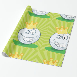 Grappige golfbal koning van het golfen cadeaupapier