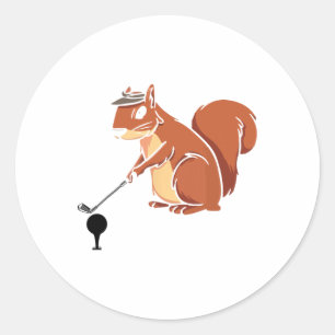 Grappige golfer eekhoorn met een golfclub - Golfen Ronde Sticker