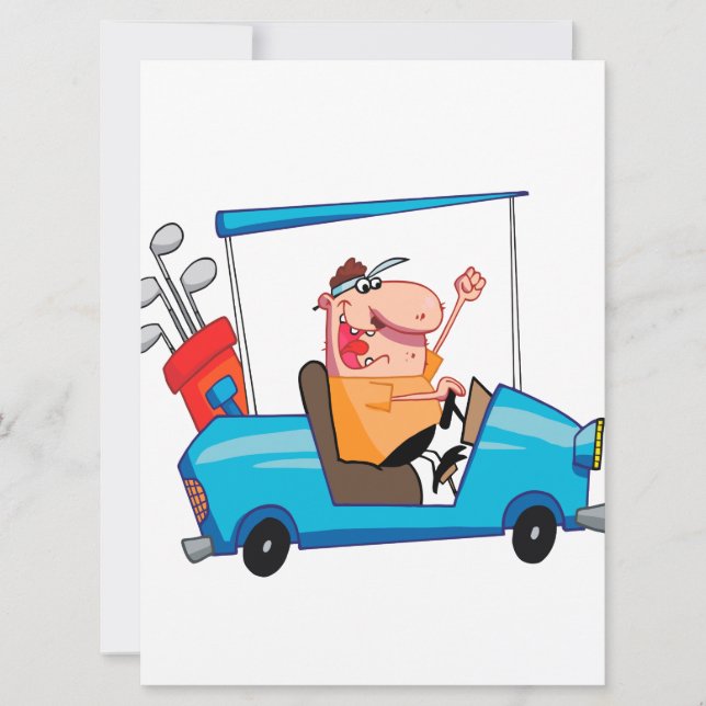 grappige golfer in golfkarretje (Voorkant)