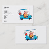 grappige golfer in golfkarretje visitekaartje (Voorkant / Achterkant)