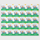 Grappige golfer op winkelwagen gepersonaliseerd ca cadeaupapier (Vlak)