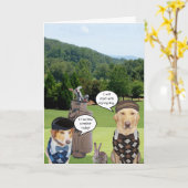 Grappige Golfer Verjaardag / Grappige hond Golfer Kaart (Gele Bloem)