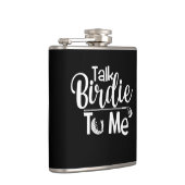 Grappige Golffles - 'Talk Birdie To Me' Custom Gif Heupfles (Rechts)