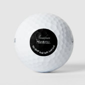 Grappige golfgrap Aangepaste namen Zwart Wit Minim Golfballen (Voorkant)