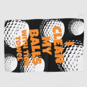 Grappige golfhanddoek Ik maak mijn ballen schoon (Horizontaal)