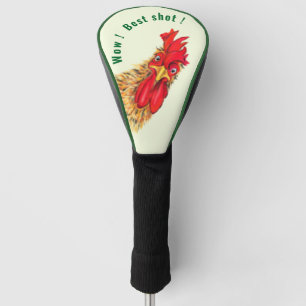 Grappige golfhoes met verraste haan golfheadcover