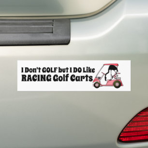 Grappige Golfkar Rennen Flamingo Bumpersticker
