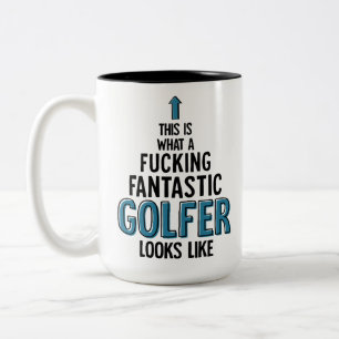 Grappige golfspeler die Coach Golf Coffee Travel z Tweekleurige Koffiemok