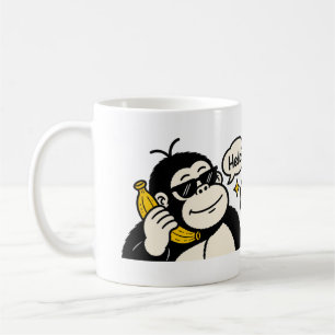 Grappige Gorilla Banaan Telefoon Sticker Koffiemok