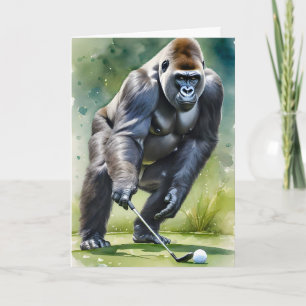 Grappige Gorilla die Golf speelt Lege Groet  Kaart