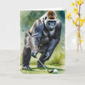 Grappige Gorilla die Golf speelt Lege Groet  Kaart (Gele Bloem)