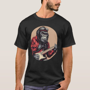 Grappige gorilla met elektrische gitaarkostuum voo t-shirt