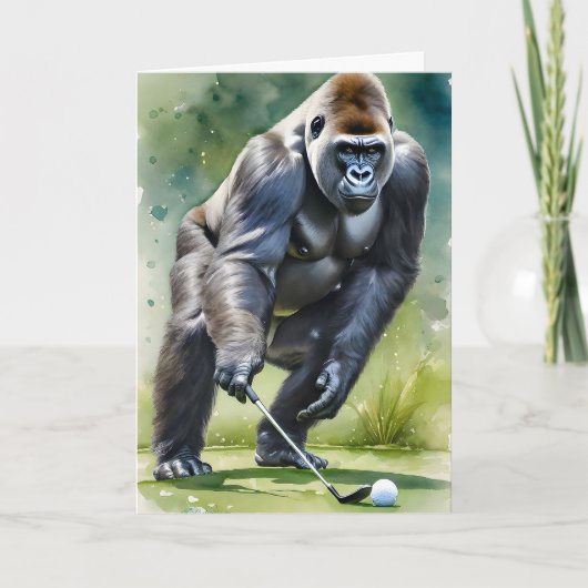 Grappige Gorilla Speelt Golf Lege Groet Kaart (Voorkant)