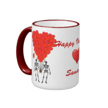 Grappige gotische skeletten & liefde hart Valentij