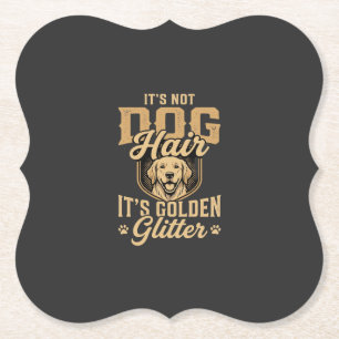 Grappige Goud Retriever Hond Haar Glitter Kartonnen Onderzetters