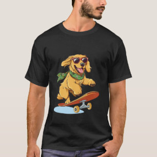 Grappige Goud Retriever Hond Skateboarder Cool Ska T-shirt