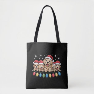 Grappige Goud Retriever Kerst Puppy Hond Draagtas