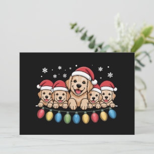 Grappige Goud Retriever Kerst Puppy Hond  Kaart