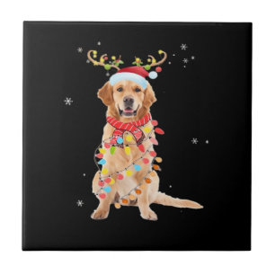 Grappige Goud Retriever Kerstboom Kerstman Rendier Tegeltje