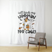 Grappige Gouden Hond Halloween Ghost Spooky Wandkleed (In situ)