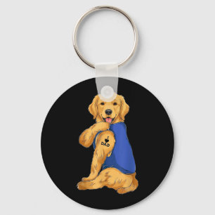 Grappige Gouden Retriever Liefde Papa Poot Tattoo Sleutelhanger