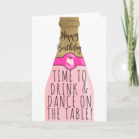 Grappige gouden roze bubbelige illustratie verjaar kaart (Voorkant)