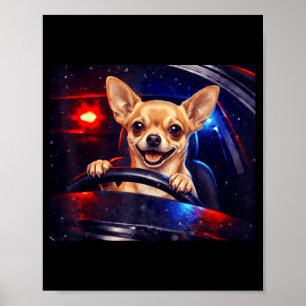 Grappige goudkleurige retriever rijdt meme hond ri poster