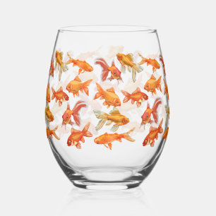 Grappige Goudvis Kom Wijnglas Zonder Voet
