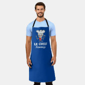 Grappige gourmet chef-kok cartoon blauw BBQ keuken Schort (Gedragen)