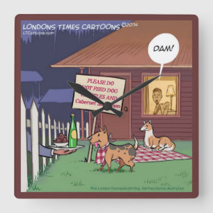 Grappige Gourmet Honden Vierkante Wandklok Klok