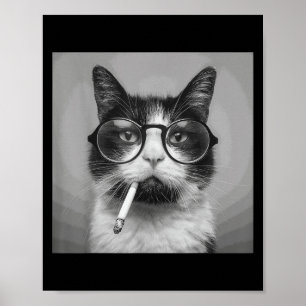 Grappige Grafische Kat Roken Volwassen Grappig Poster