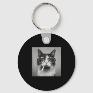Grappige Grafische Kat Roken Volwassen Grappig Sleutelhanger