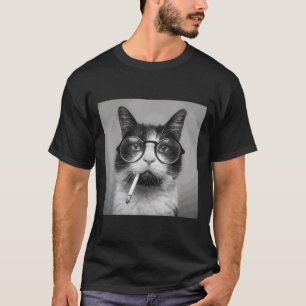 Grappige Grafische Kat Roken Volwassen Grappig T-shirt
