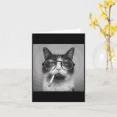 Grappige Grafische Kat Roken Volwassene Grappig  Kaart (Gele Bloem)