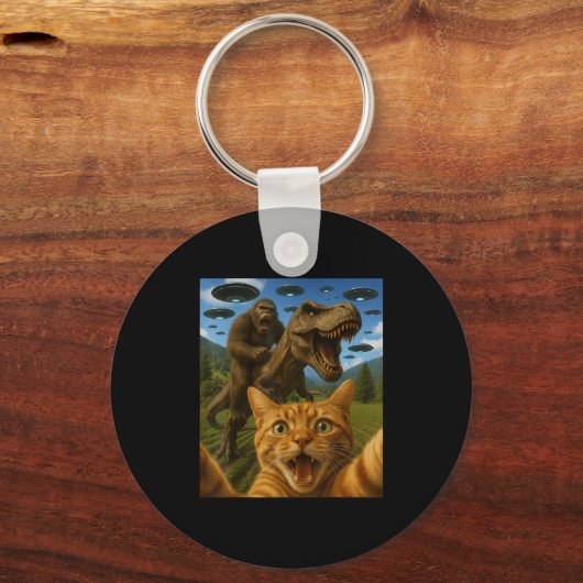 Grappige grafische katselfie met Bigfoot-rijdende Sleutelhanger (Voorkant)