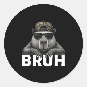 Grappige Grafische Meme Capybara Bruh Voor Jongens Ronde Sticker