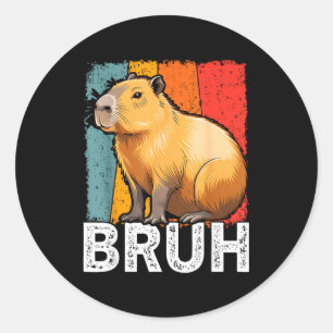 Grappige grafische meme capybara bruh voor jongens ronde sticker