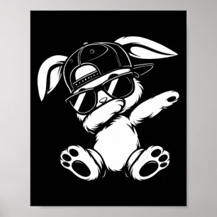 Grappige grafische meme dabbing konijn voor mannen poster