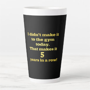 Grappige grap over naar de sportschool gaan latte mok